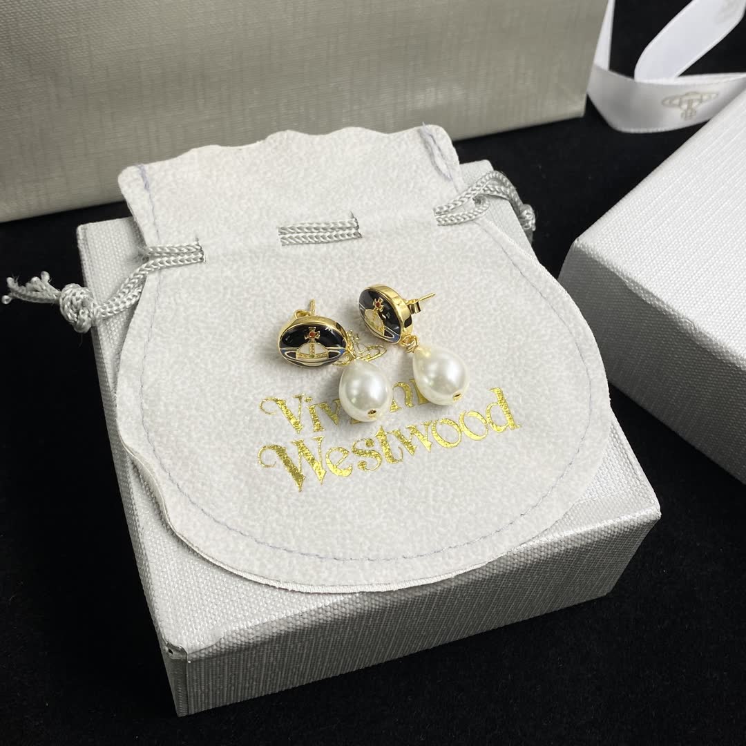 Vivienne Westwood Gold and Pearl Drop Earrings